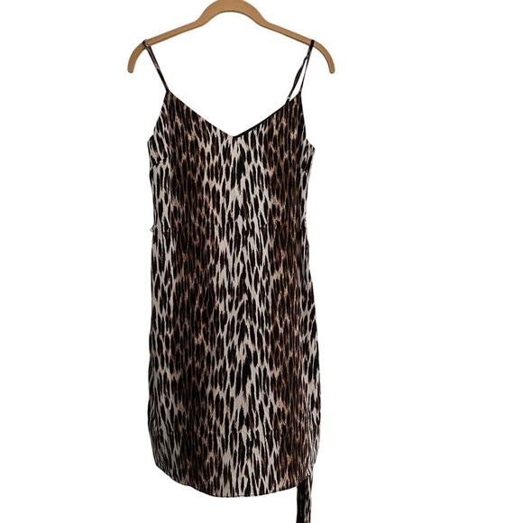 L’Agence Brown Leopard Print Jodie Sauvage Silk Bias Cut Slip Dress Size Small - Picture 5 of 15